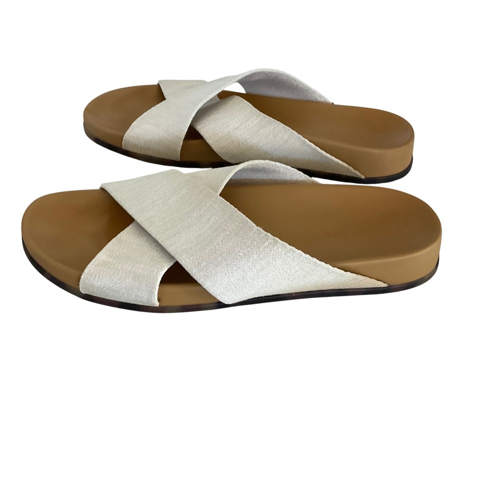 Rothys The Weekend Slide Women 11 Sand Crisscross Knit Tortoise Sole